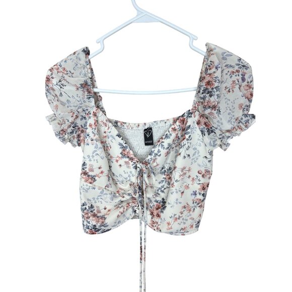 Corset Milkmaid Octoberfest Crop Top Tie Detail Puff Sleeve Sz Medium Coquette - Picture 1 of 13